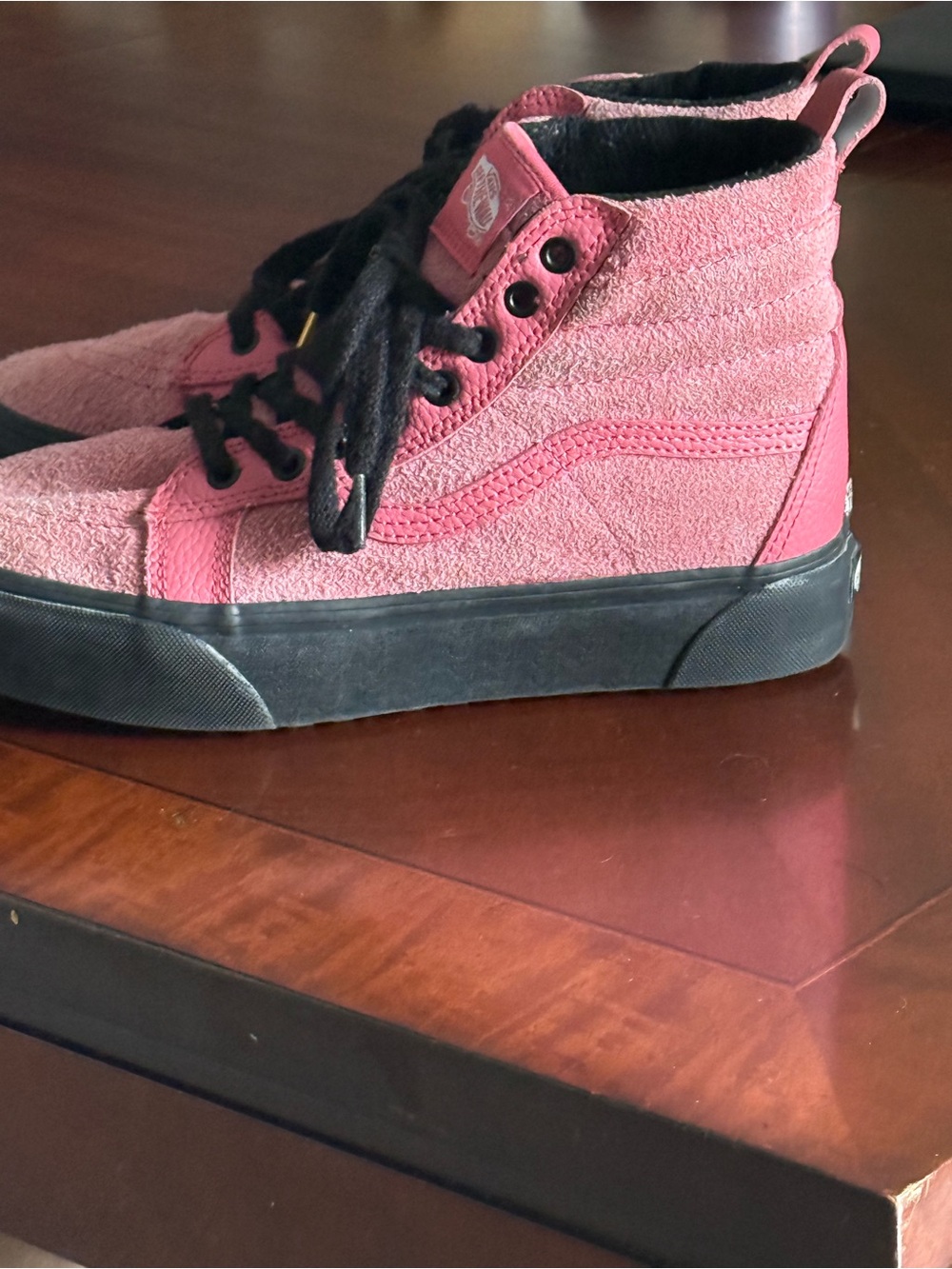 Vans Pink Suede High-Top Sneakers with Black Sole
